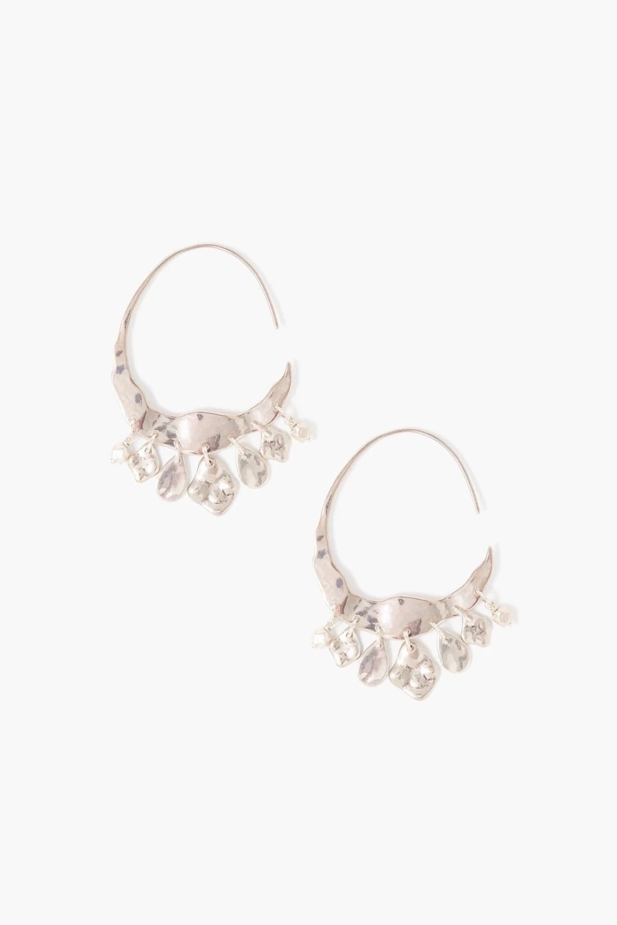 Chan Luu Silver Crescent Earrings for Women - Handcrafted Boho Hoop Earrings