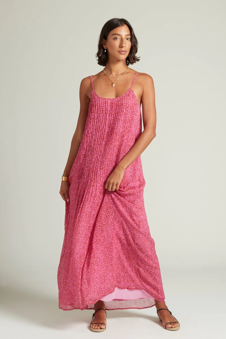 Chan Luu Women's Fuchsia Pink Emma Pleated Paisley Sundress