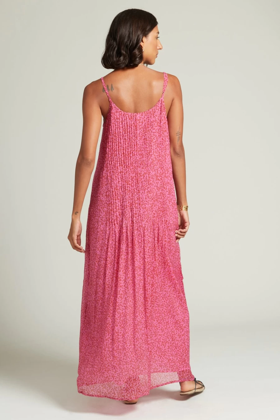 Chan Luu Women's Fuchsia Pink Emma Pleated Paisley Sundress