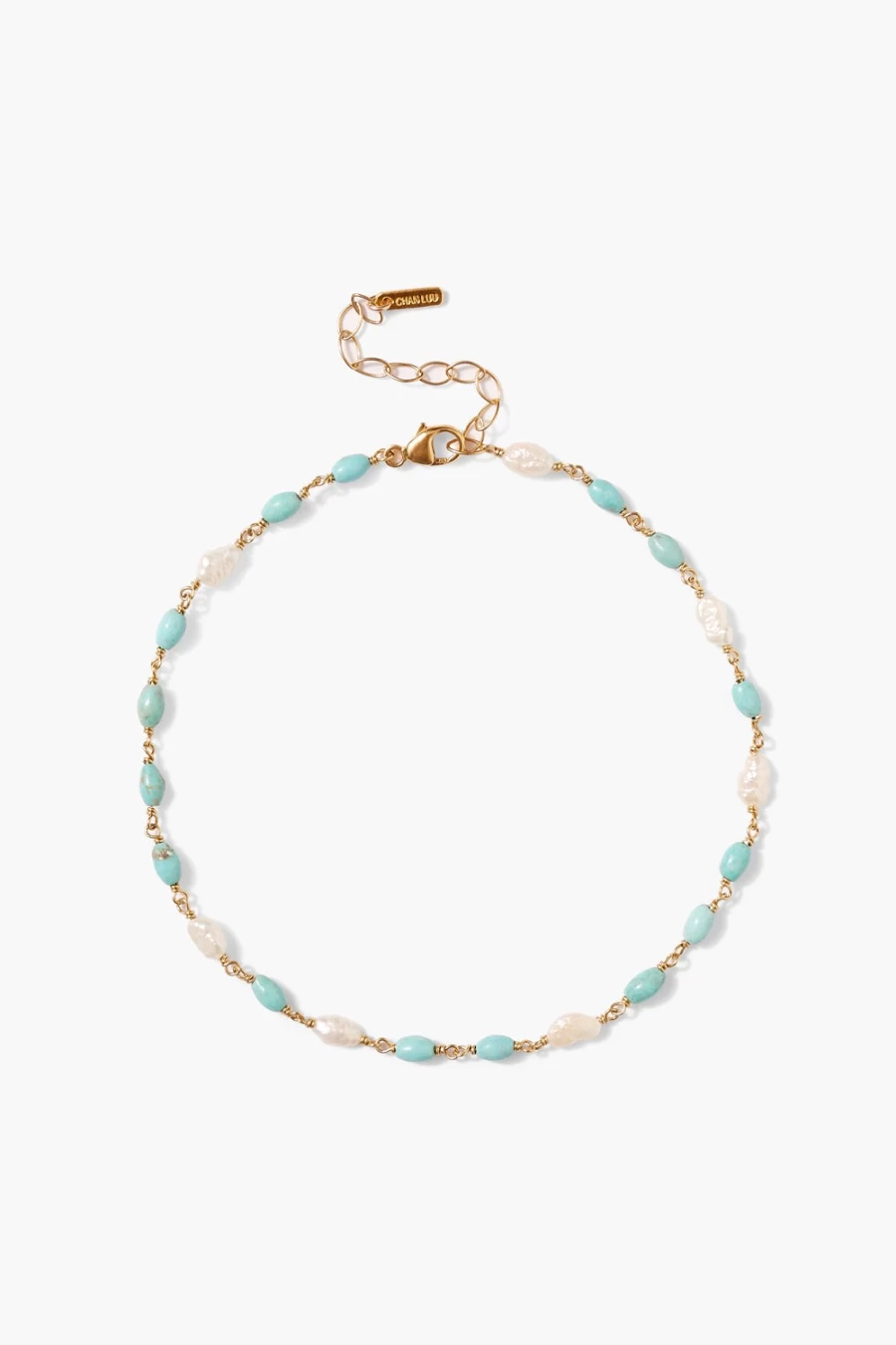 Chan Luu Women's Pacifica Anklet with Turquoise Beads - Bohemian Adjustable Ankle Bracelet