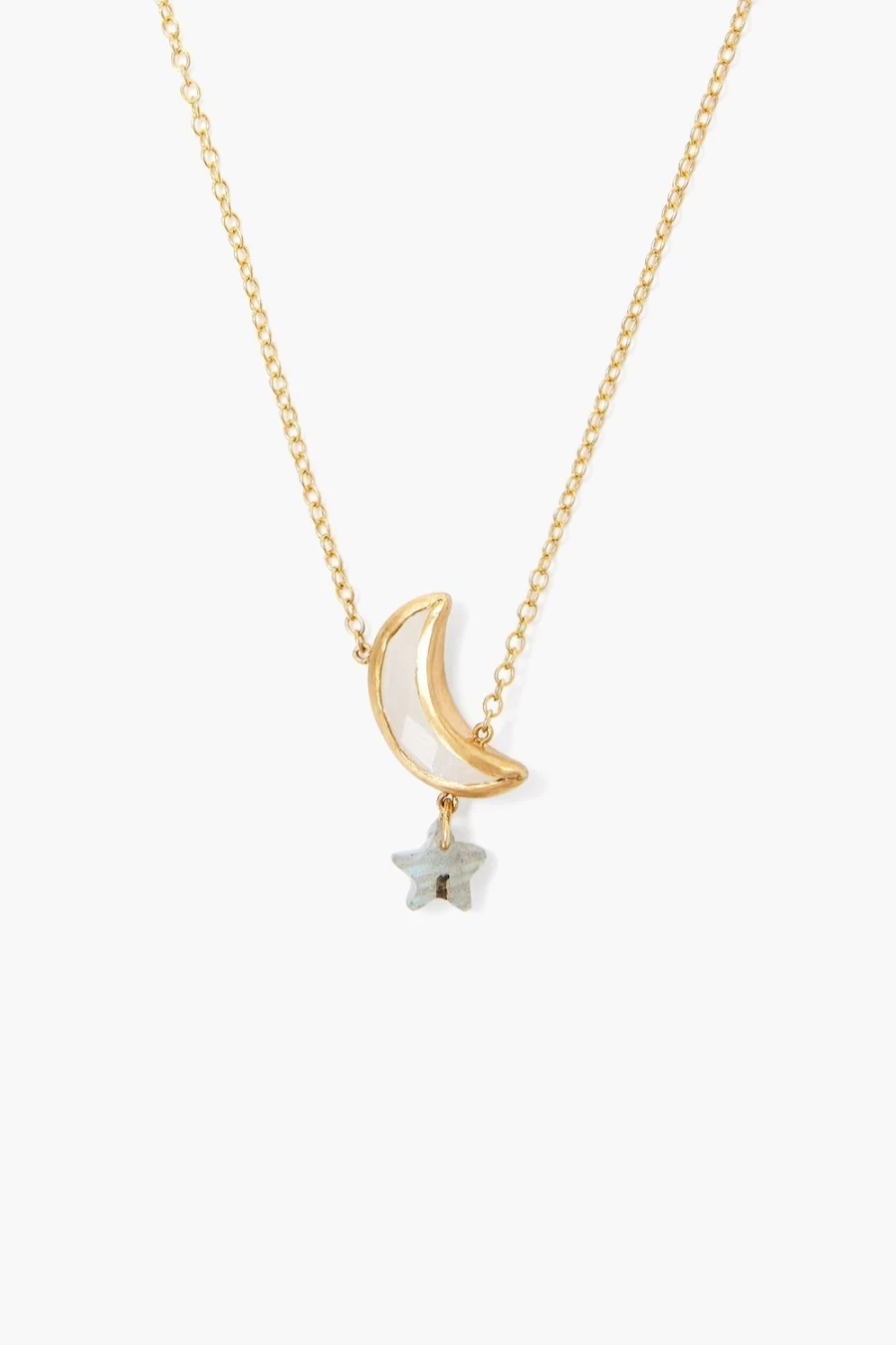"Chan Luu Women's Moonstone and Labradorite Star Necklace – Moon and Star Pendant Jewelry"
