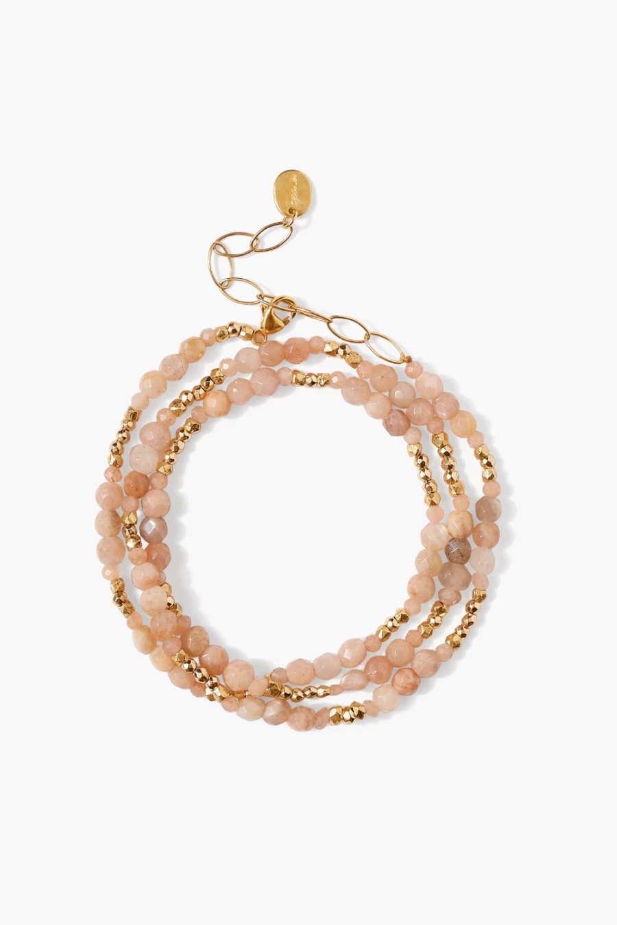 Chan Luu Women's Granada Naked Wrap Bracelet with Sunstone Beads - Handmade Boho Jewelry