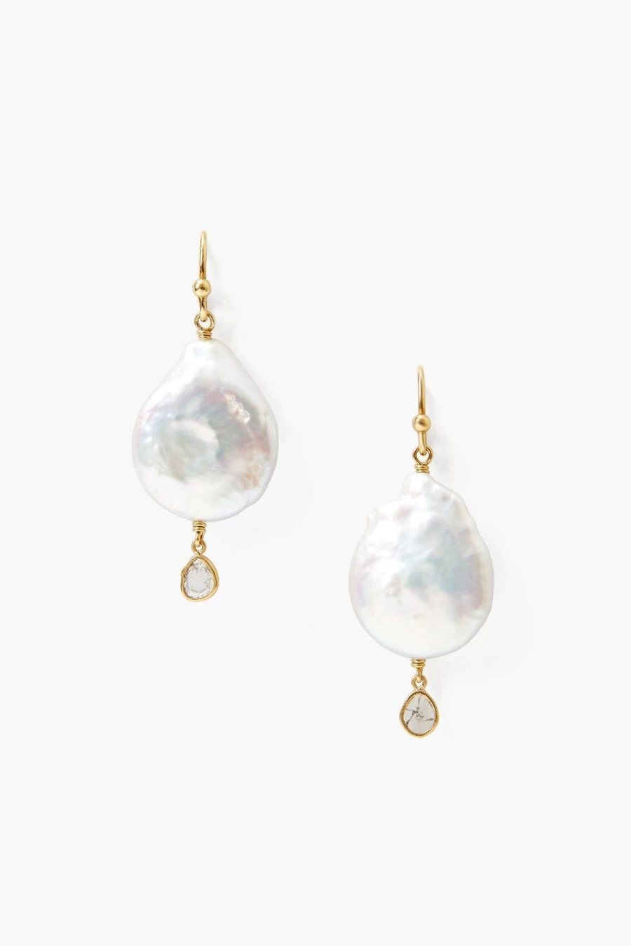 "Chan Luu Women's White Pearl and Diamond Teardrop Earrings – Elegant Dangle Jewelry"