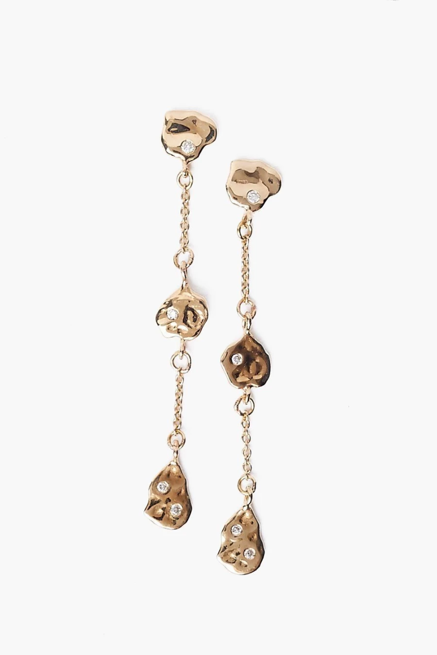 "Chan Luu 14K Gold Tiered Coin and Diamond Earrings for Women – Elegant Layered Hoop Earrings"
