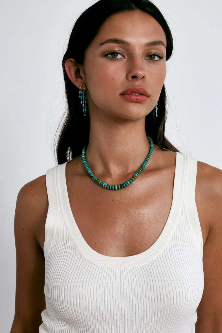 Chan Luu Women's Bolide Earrings with Turquoise Gemstone - Handcrafted Bohemian Style Jewelry