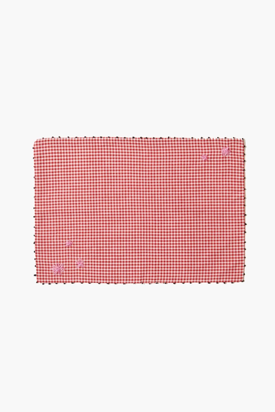 "Chan Luu Women's Red Gingham Embroidered Placemat Set - Handcrafted Table Decor"