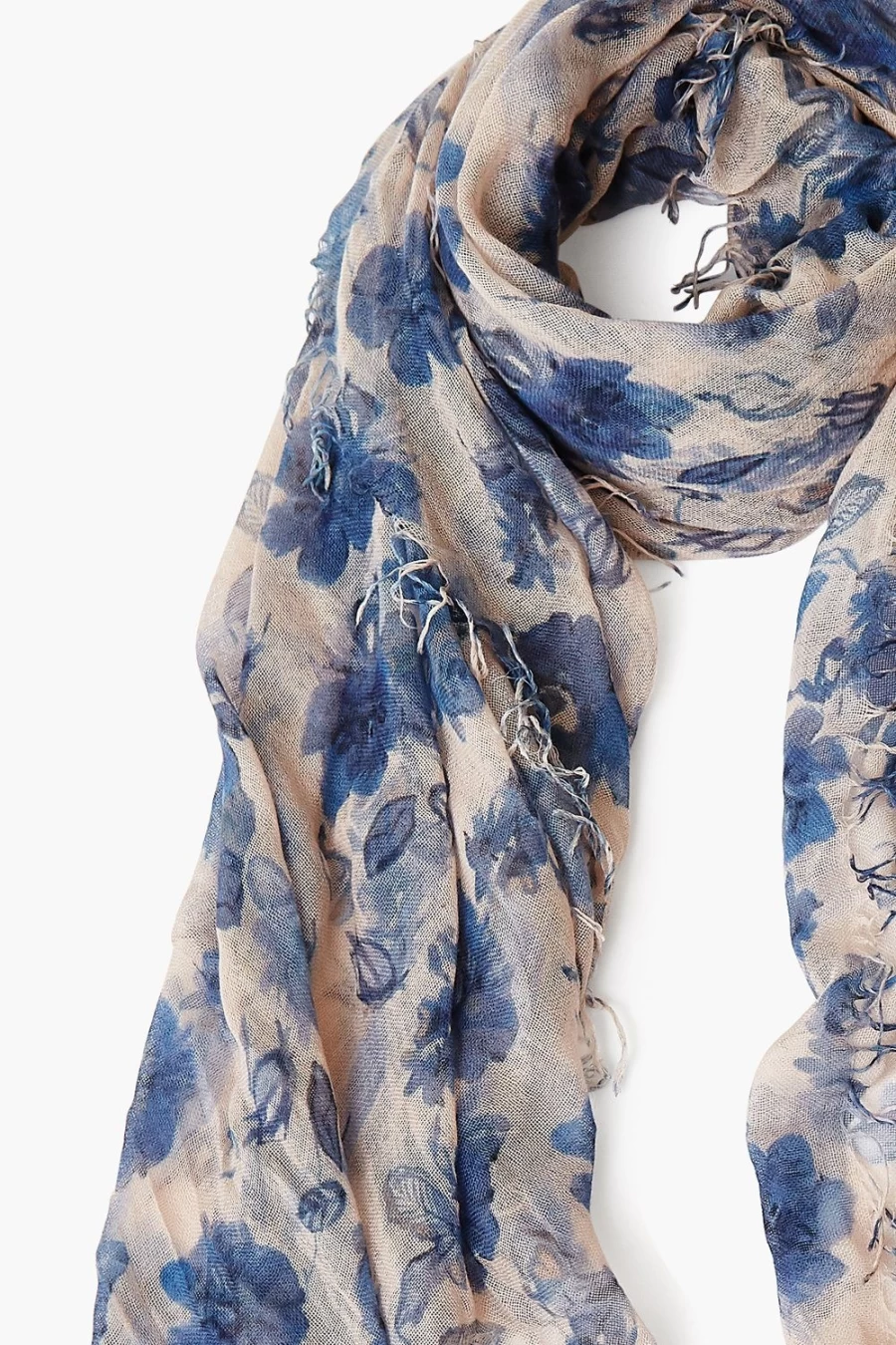 "Chan Luu Women's Indigo Blue French Floral Cashmere Silk Scarf – Luxurious Wrap"