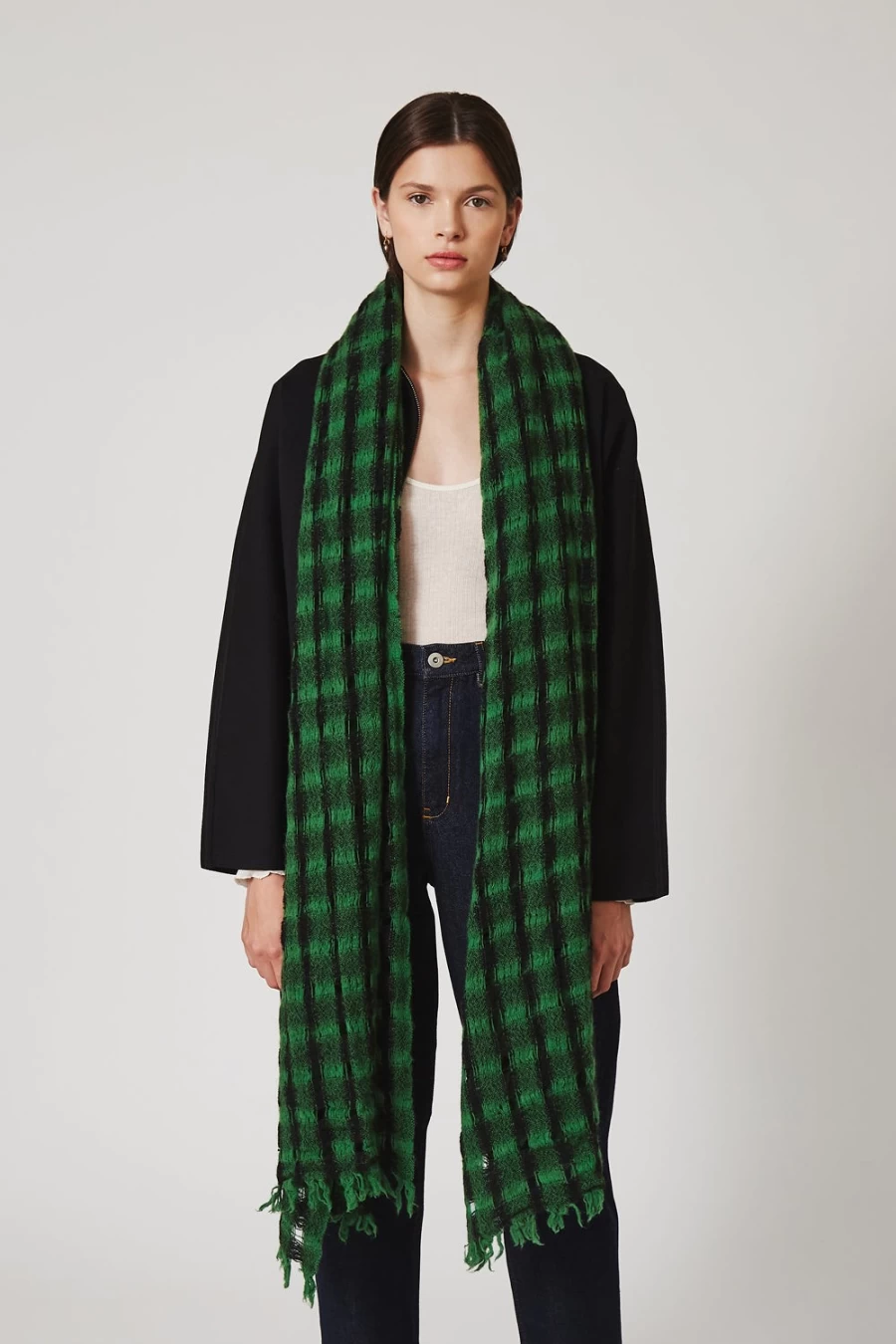 Chan Luu Women's Ivy Checkered Wool Scarf - Classic Plaid Pattern, Soft Warm Wrap