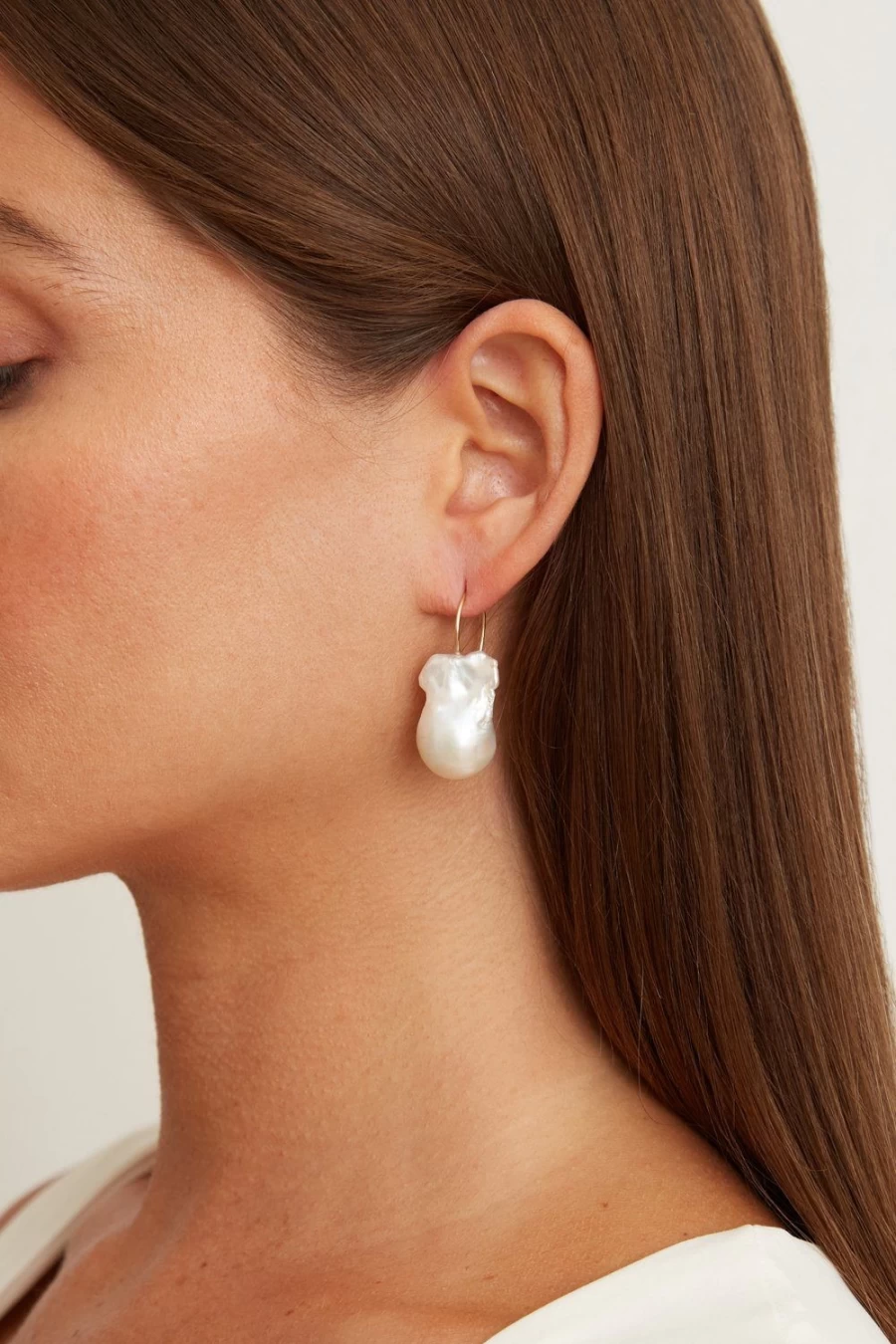 Chan Luu 14K White Gold Baroque Pearl Earrings for Women