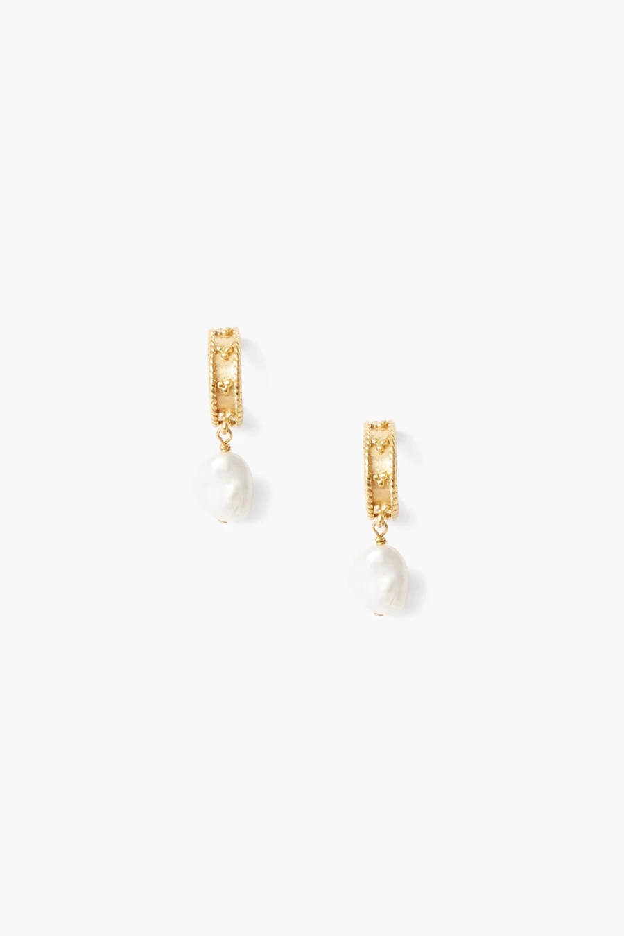 Chan Luu Gold Pearl Cressida Earrings for Women - Elegant Dangle Hoop Earrings