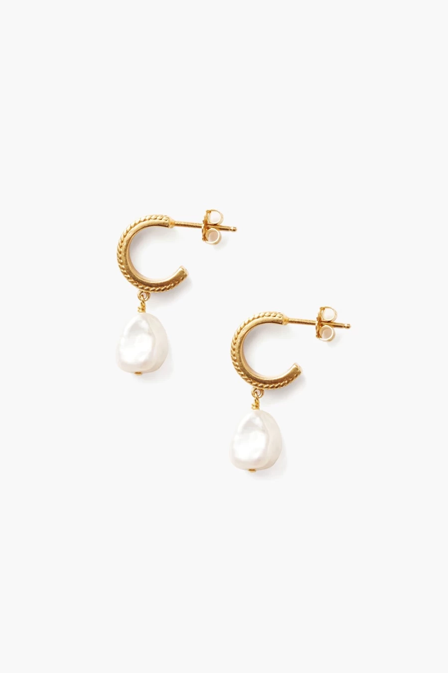 Chan Luu Gold Pearl Cressida Earrings for Women - Elegant Dangle Hoop Earrings
