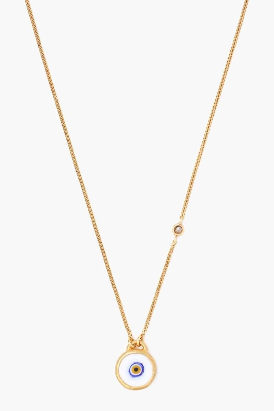 Chan Luu Women's White Evil Eye Necklace with Champagne Diamond - Protective Elegant Jewelry