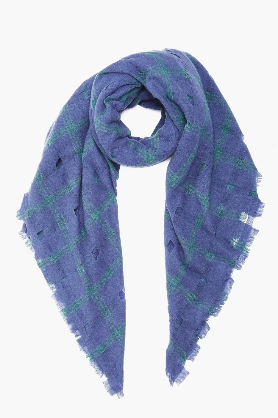 Chan Luu Women's Crown Blue Plaid Wool Scarf - Soft Winter Wrap