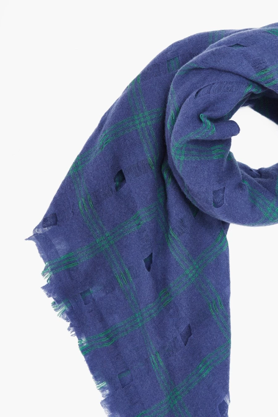 Chan Luu Women's Crown Blue Plaid Wool Scarf - Soft Winter Wrap