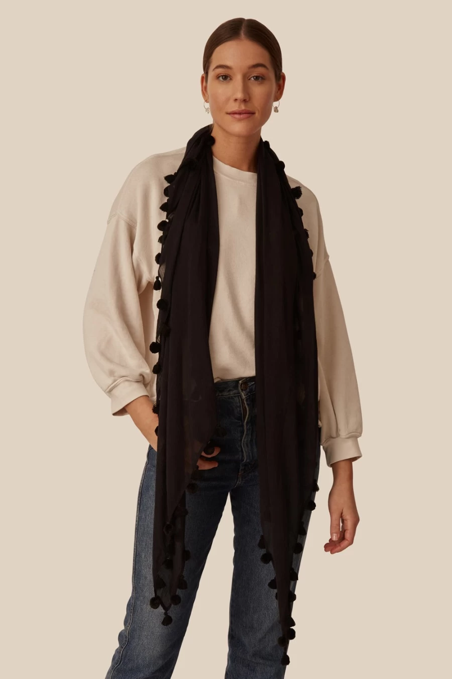 "Chan Luu Women's Black Tassel Sarong - Stylish Beach Wrap & Cover-Up"