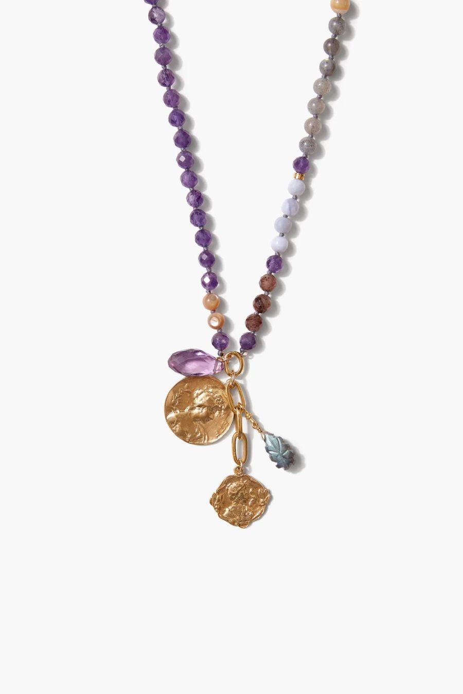 Chan Luu Women's Amethyst Portrait Charm Necklace – Elegant Personalized Jewelry Gift