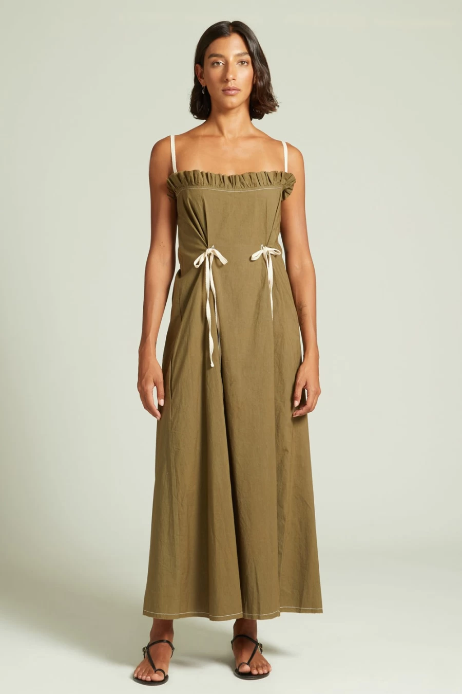 Chan Luu Women's Olive Poplin Dress - Clara Style Elegant Casual Wear
