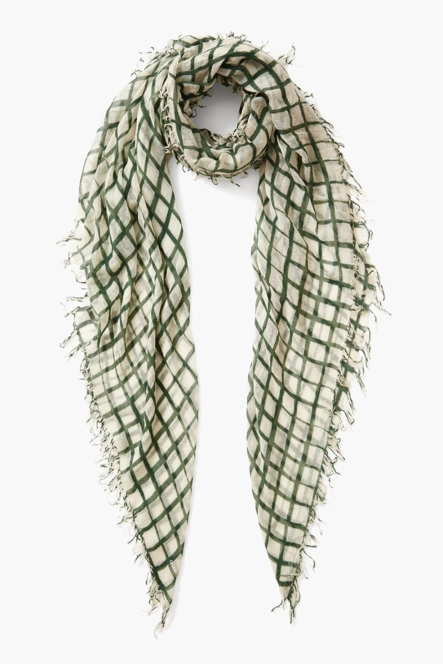 Chan Luu Women's Evergreen Windowpane Scarf - Luxurious Cashmere & Silk Blend
