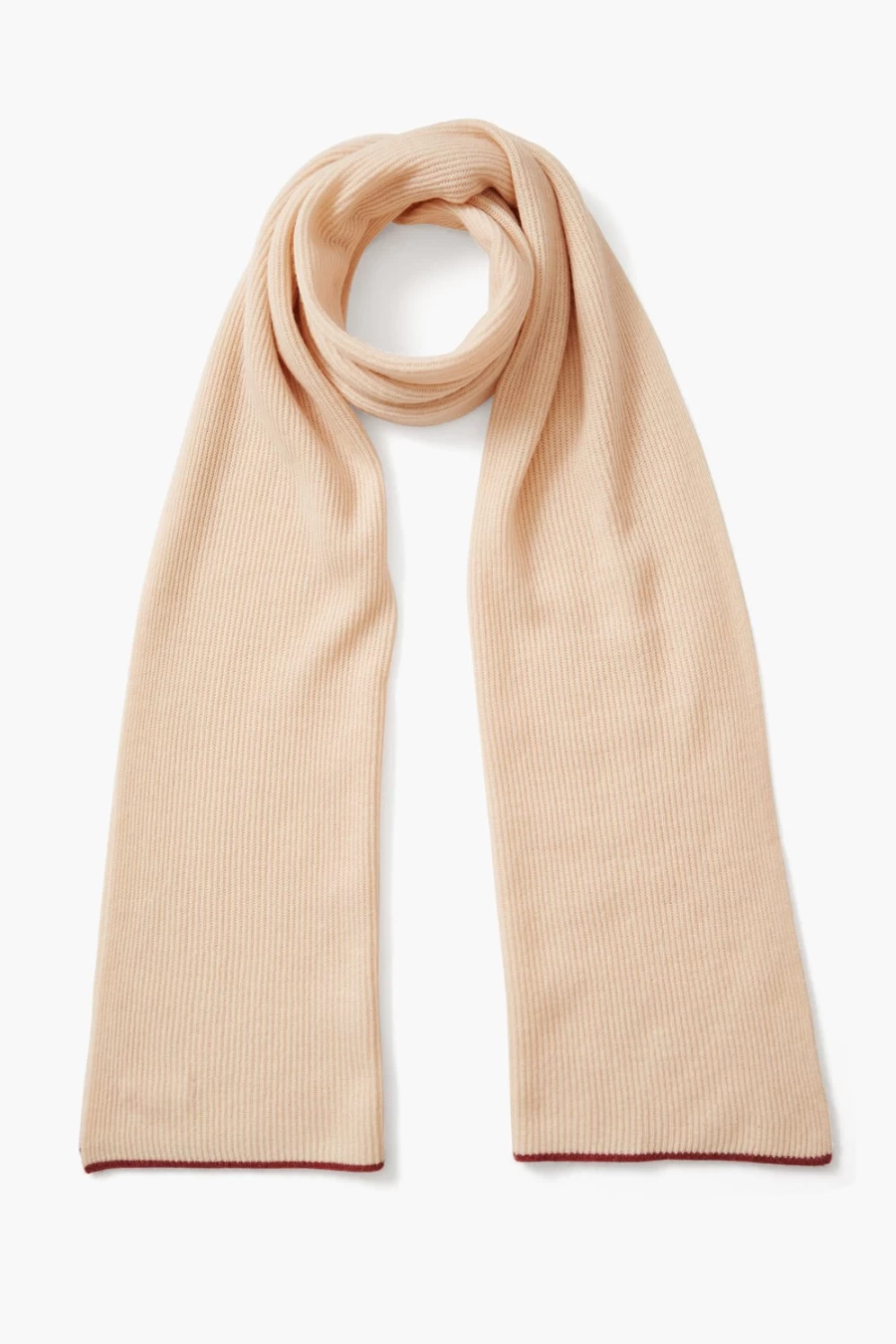 "Chan Luu Women's Vanilla & Plum Striped Cashmere Wool Scarf - Ribbed Knit Winter Wrap"
