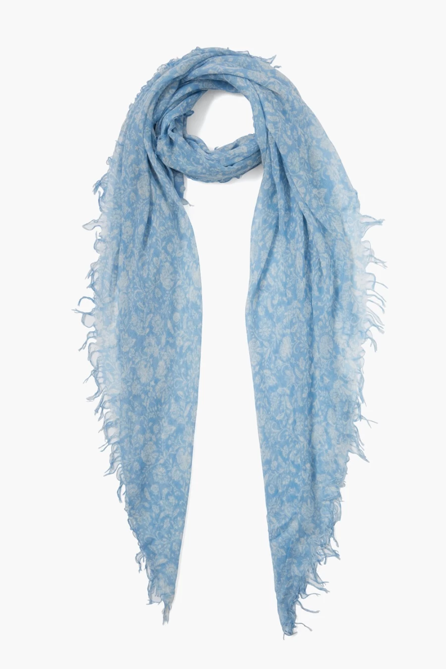 "Chan Luu Women's Baby Blue Dahlia Floral Cashmere Silk Scarf – Luxurious Wrap"