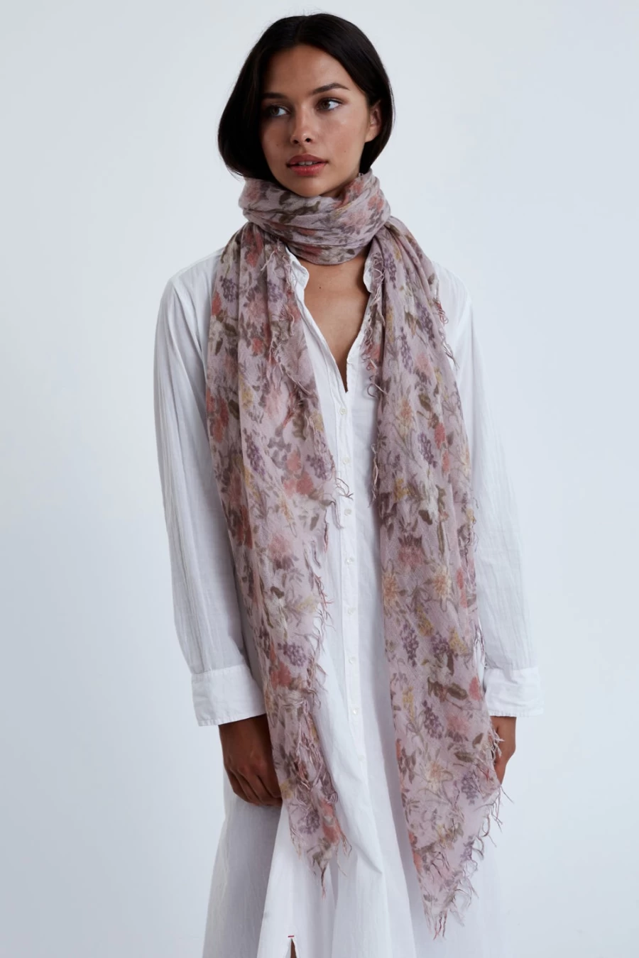 Chan Luu Women's Mauve Floral Print Cashmere Silk Blend Scarf