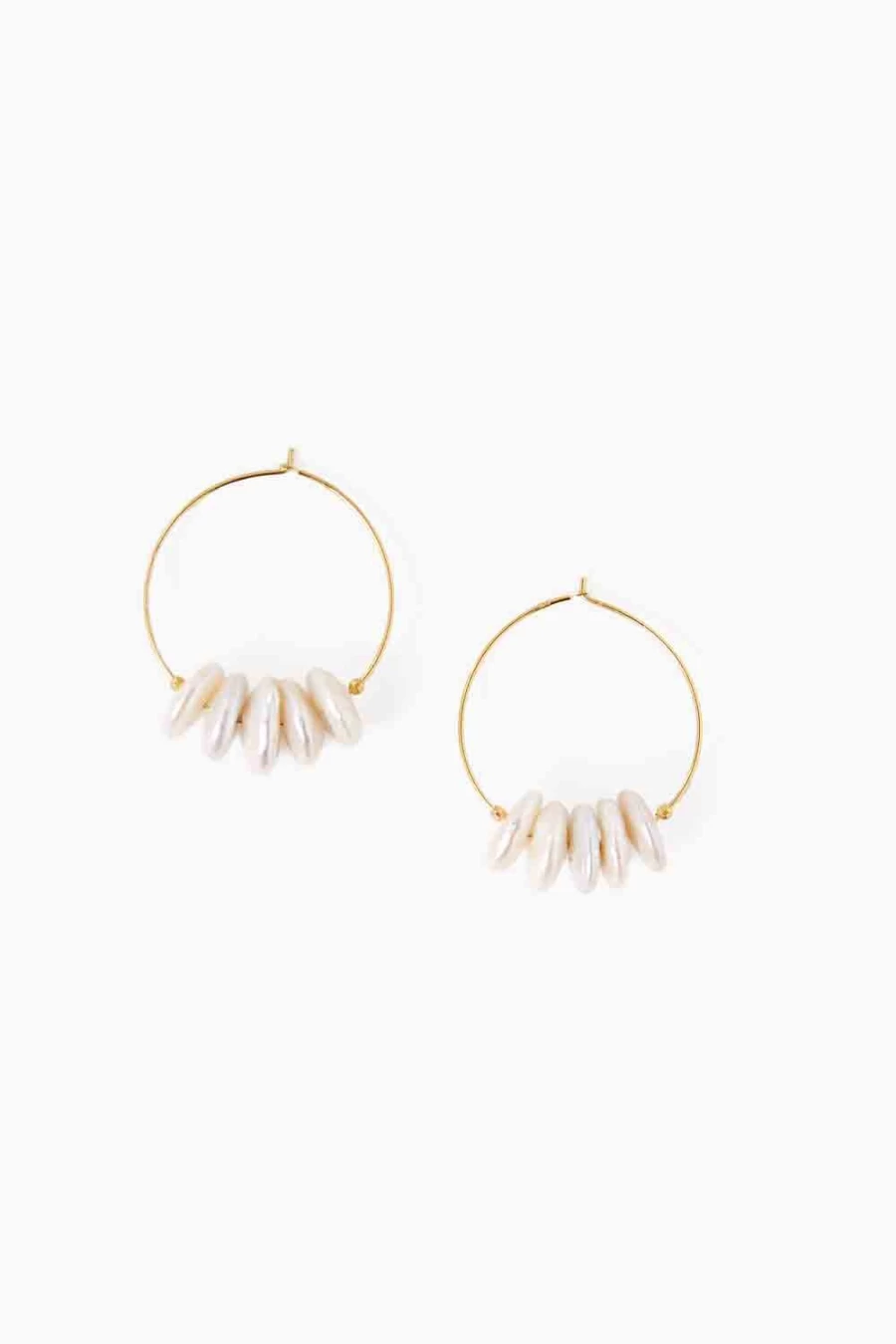 Chan Luu Women's White Pearl Abacus Hoops Earrings