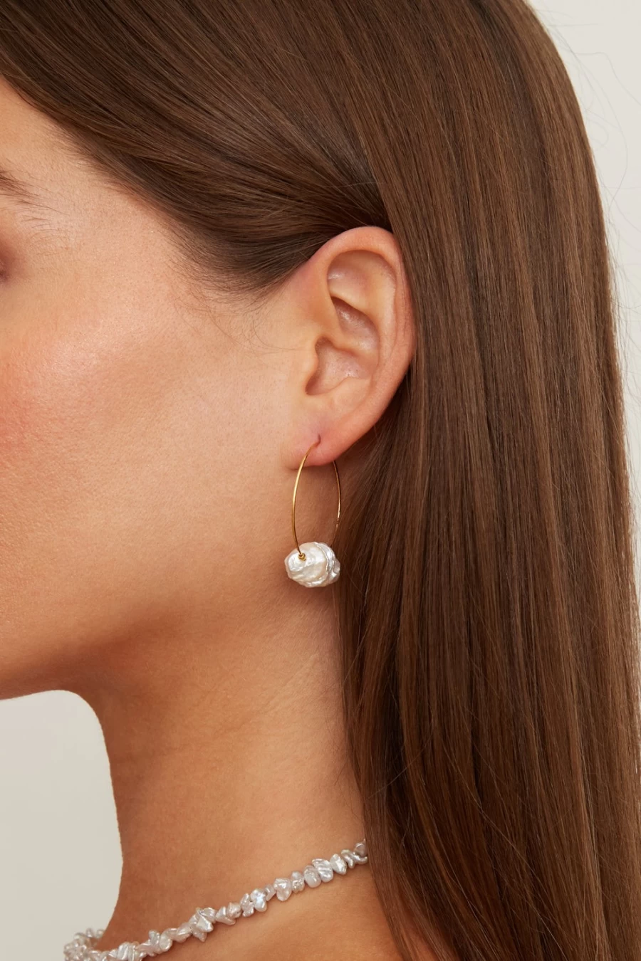 Chan Luu Women's White Pearl Abacus Hoops Earrings