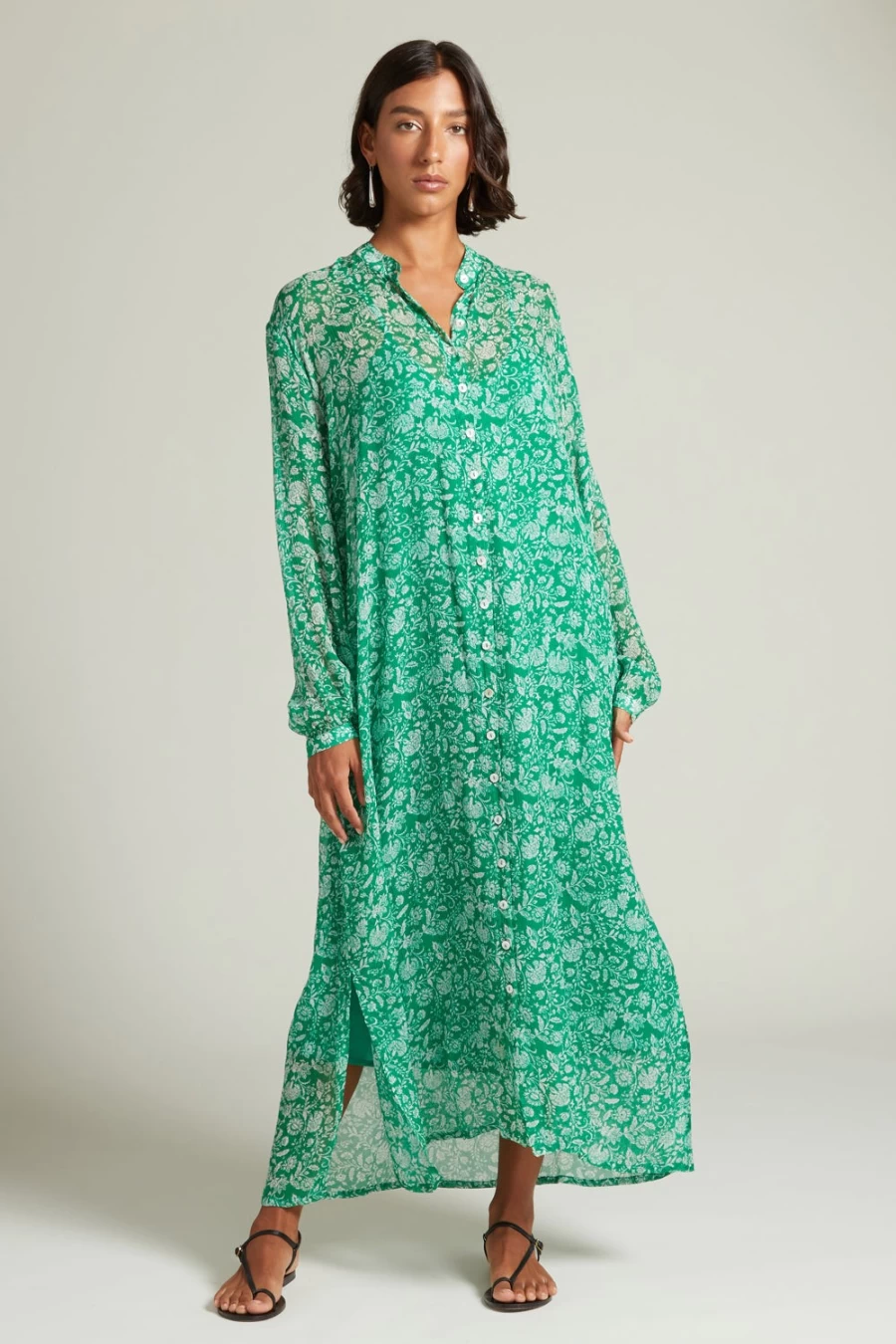 Chan Luu Women's Eloise Floral Dress in Verdant Green - Elegant Botanical Print Summer Dress