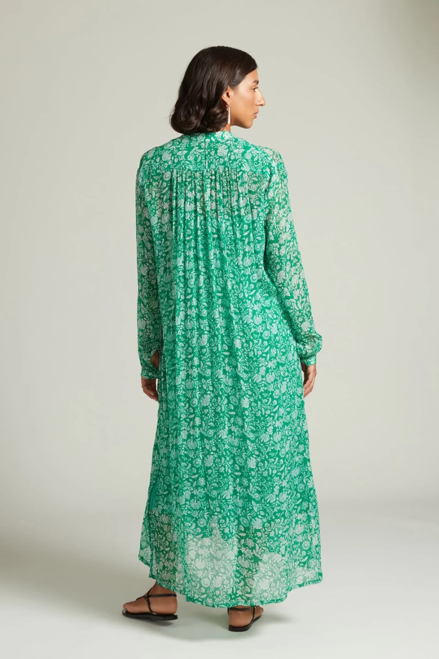 Chan Luu Women's Eloise Floral Dress in Verdant Green - Elegant Botanical Print Summer Dress