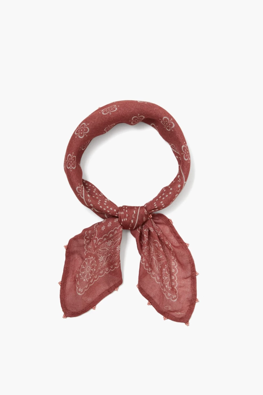 "Chan Luu Women's Beaded Floral Print Bandana Scarf in Dusty Cedar"
