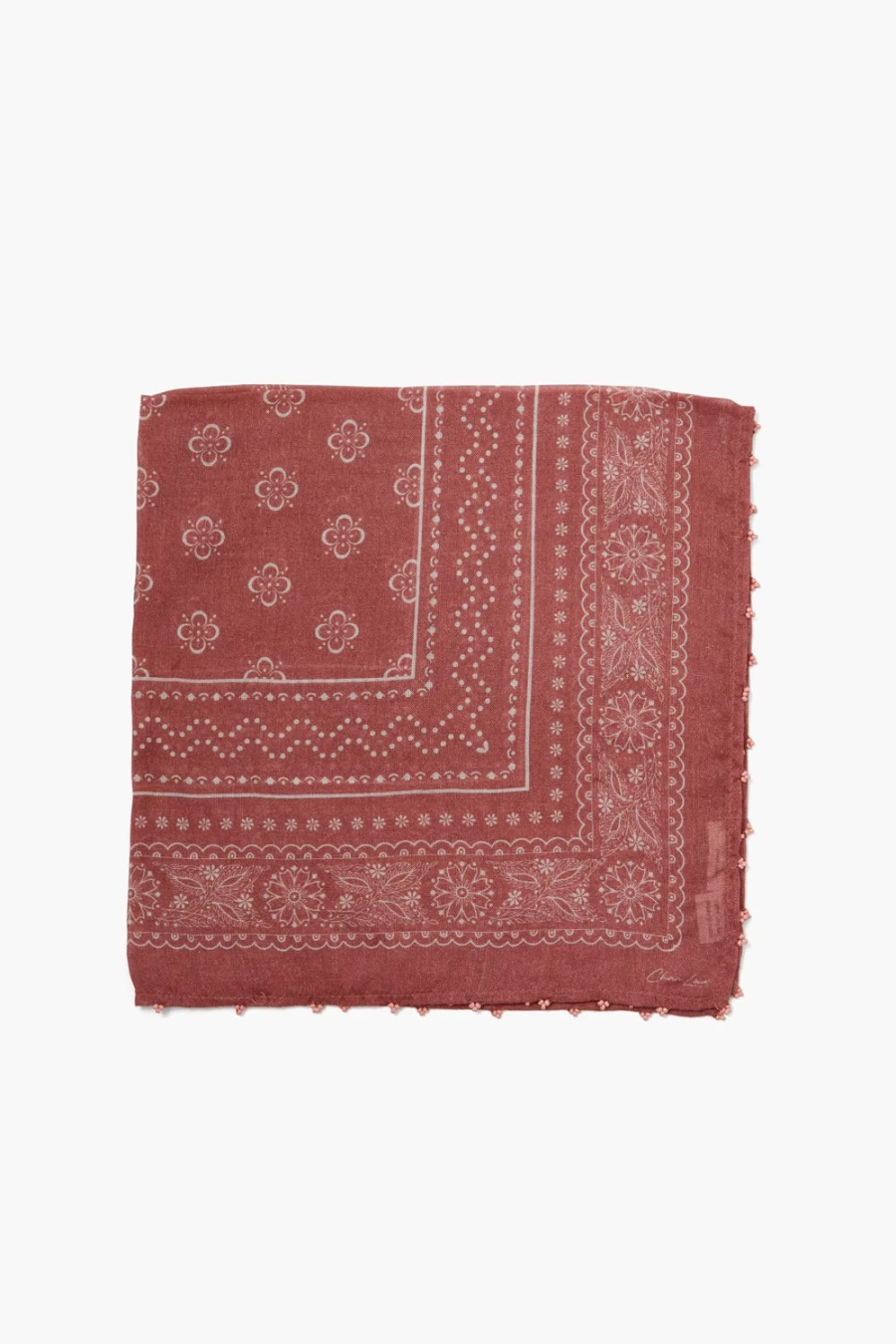 "Chan Luu Women's Beaded Floral Print Bandana Scarf in Dusty Cedar"