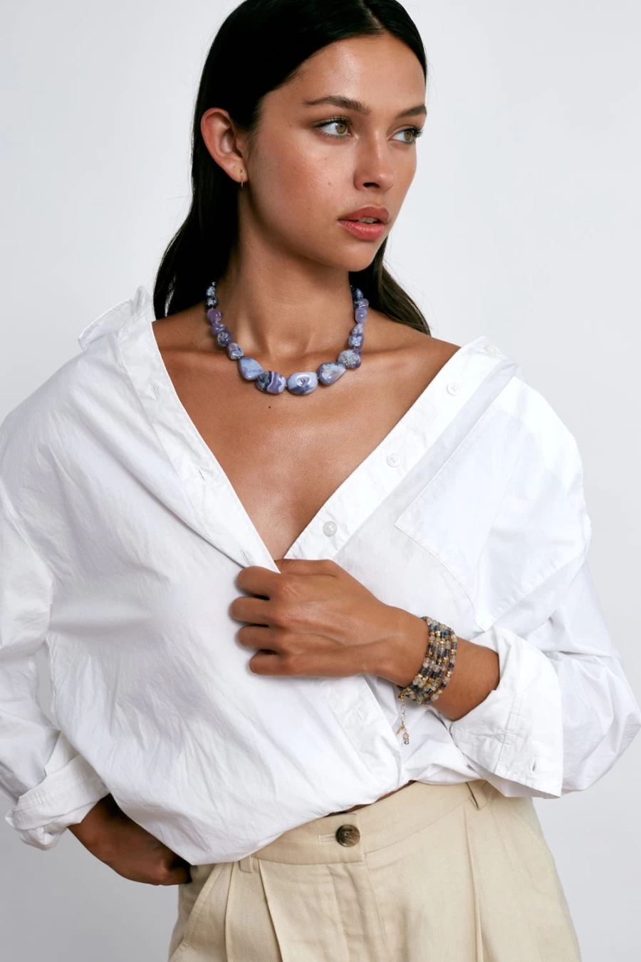 "Chan Luu Sky Necklace Chalcedony Pendant for Women – Handcrafted Blue Gemstone Jewelry"