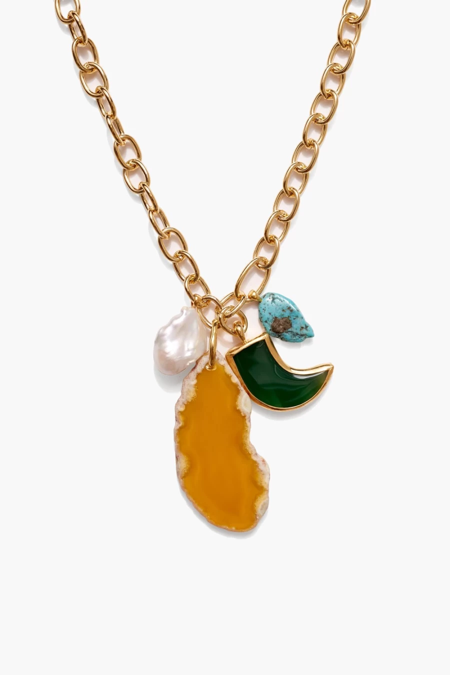 Chan Luu Florence Charm Necklace for Women - Yellow Gold Mixed Material Elegant Pendant