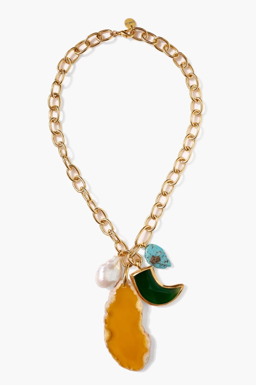 Chan Luu Florence Charm Necklace for Women - Yellow Gold Mixed Material Elegant Pendant