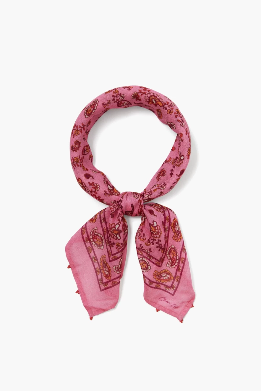 Chan Luu Women's Fuchsia Pink Paisley Bandana Scarf