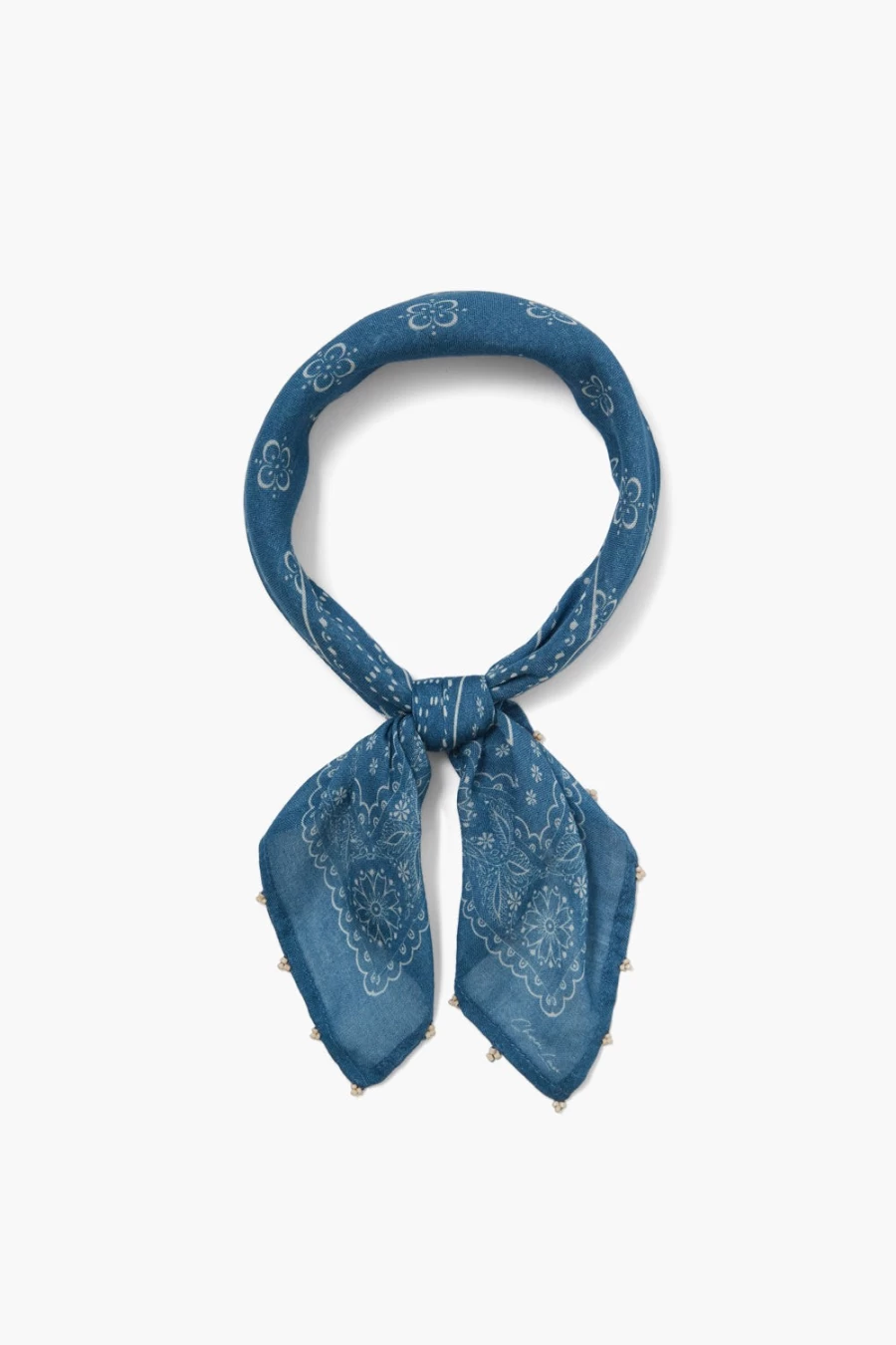 "Chan Luu Women's Blue Beaded Floral Print Bandana Coronet Headband"