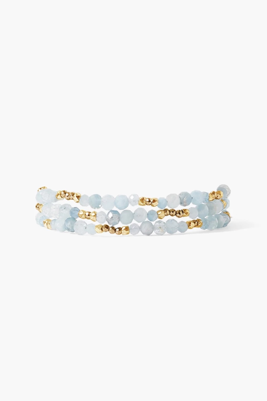Chan Luu Women's Granada Naked Wrap Bracelet in Aquamarine and Gold