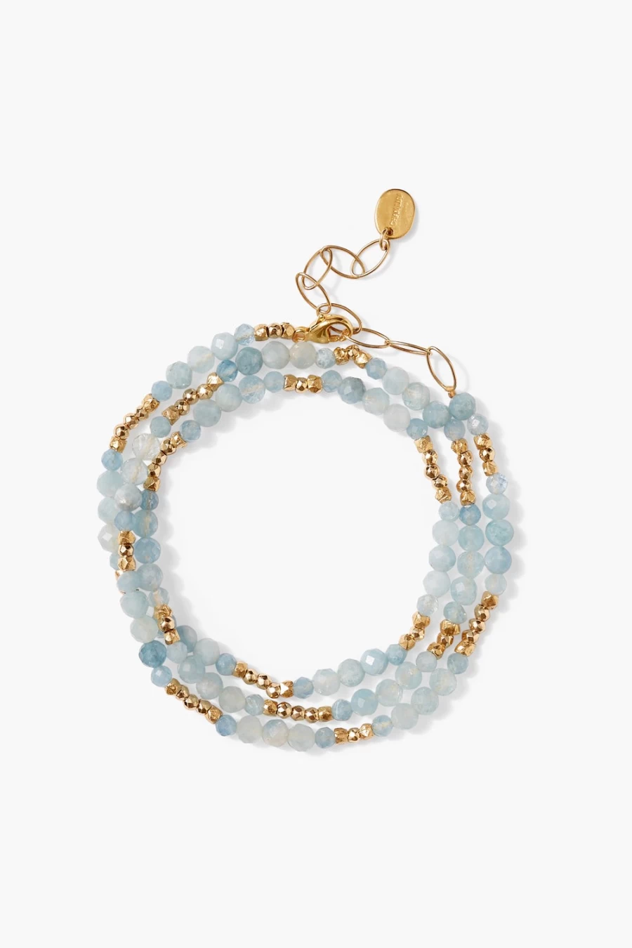 Chan Luu Women's Granada Naked Wrap Bracelet in Aquamarine and Gold