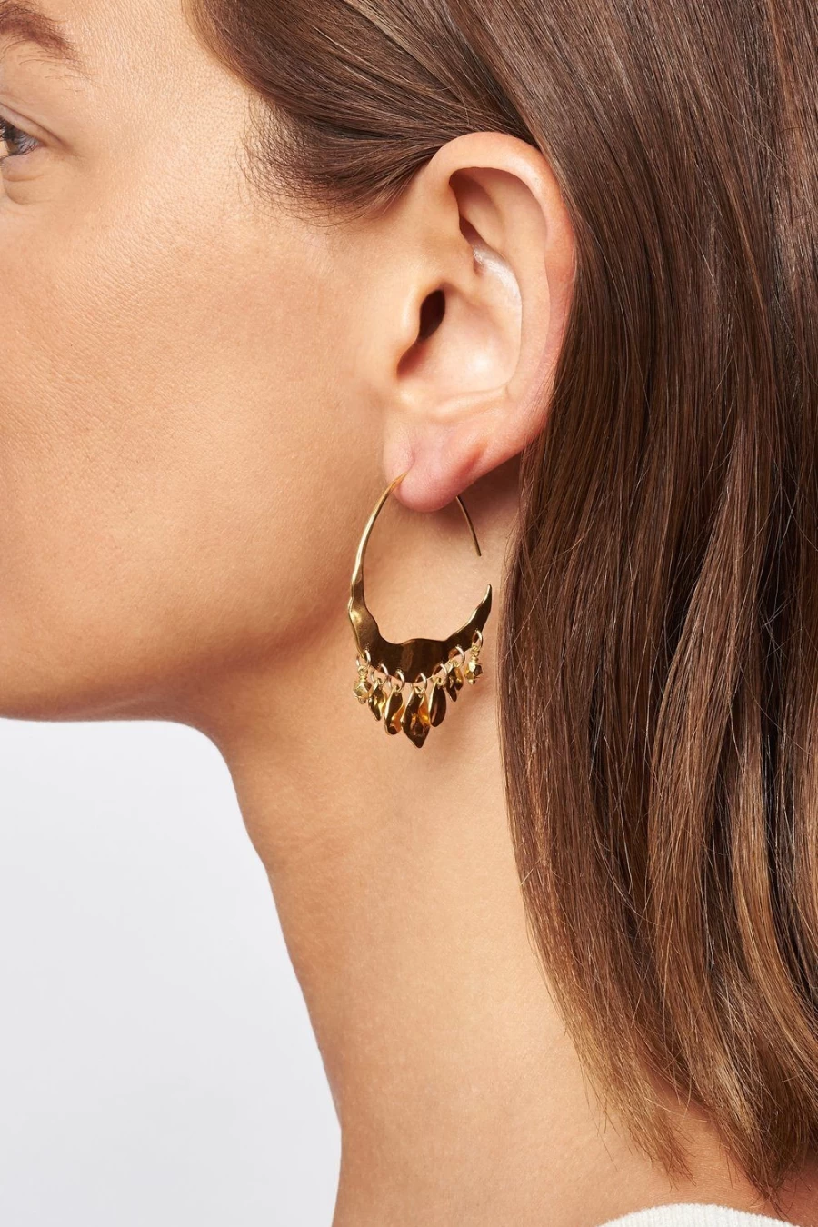 Chan Luu Gold Crescent Earrings for Women - Handcrafted Hoop Earrings, 14K Gold Dangle Jewelry