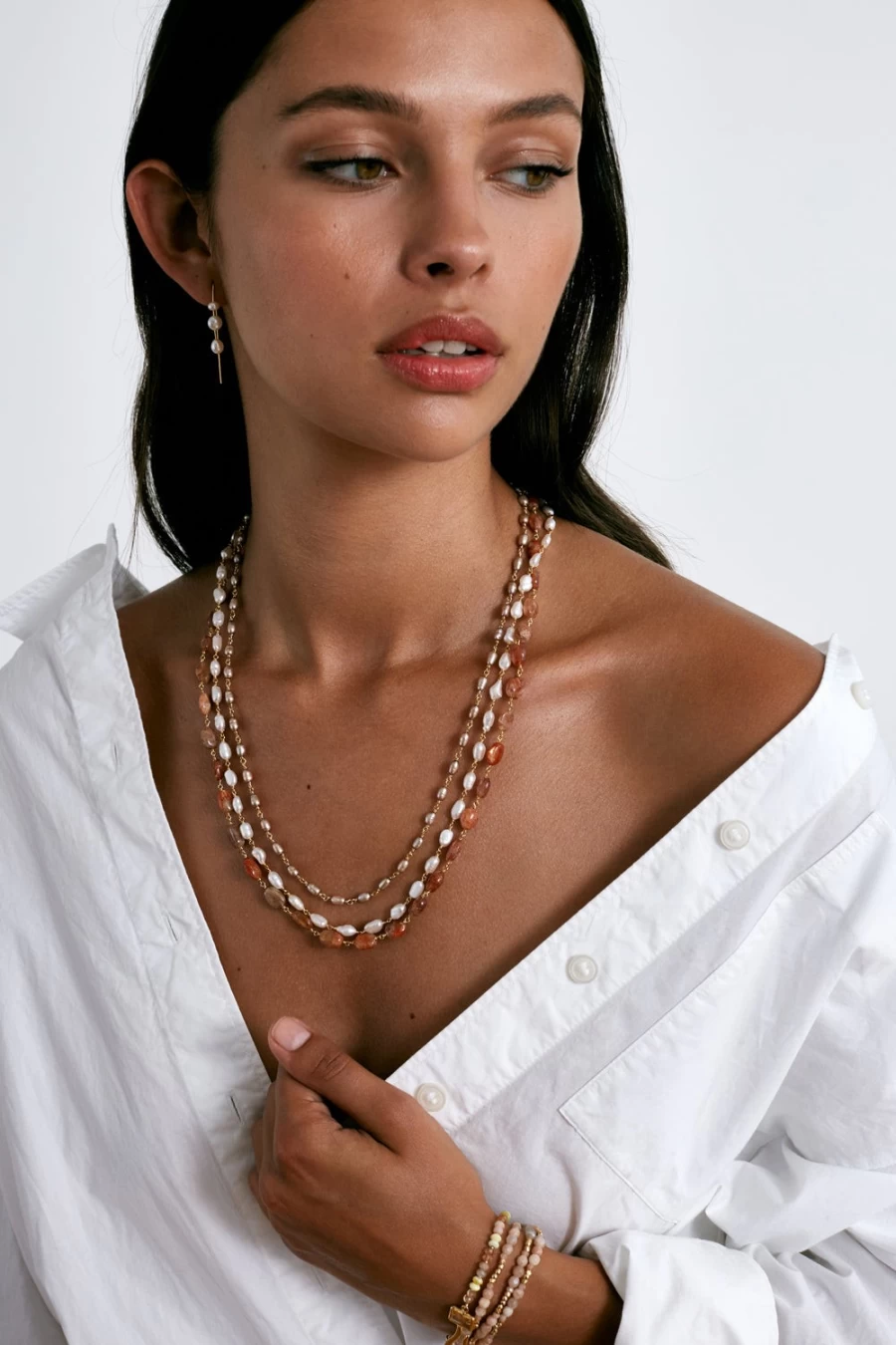 Chan Luu Santa Fe Women's Necklace with White Pearl – Elegant Boho Jewelry