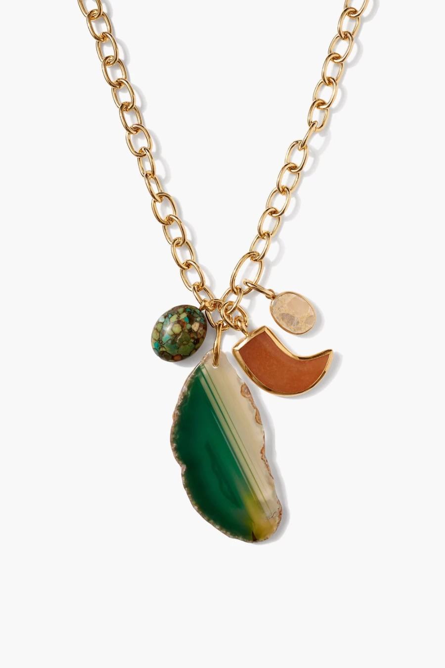 Chan Luu Florence Charm Necklace for Women - Green Mixed Beaded Bohemian Jewelry