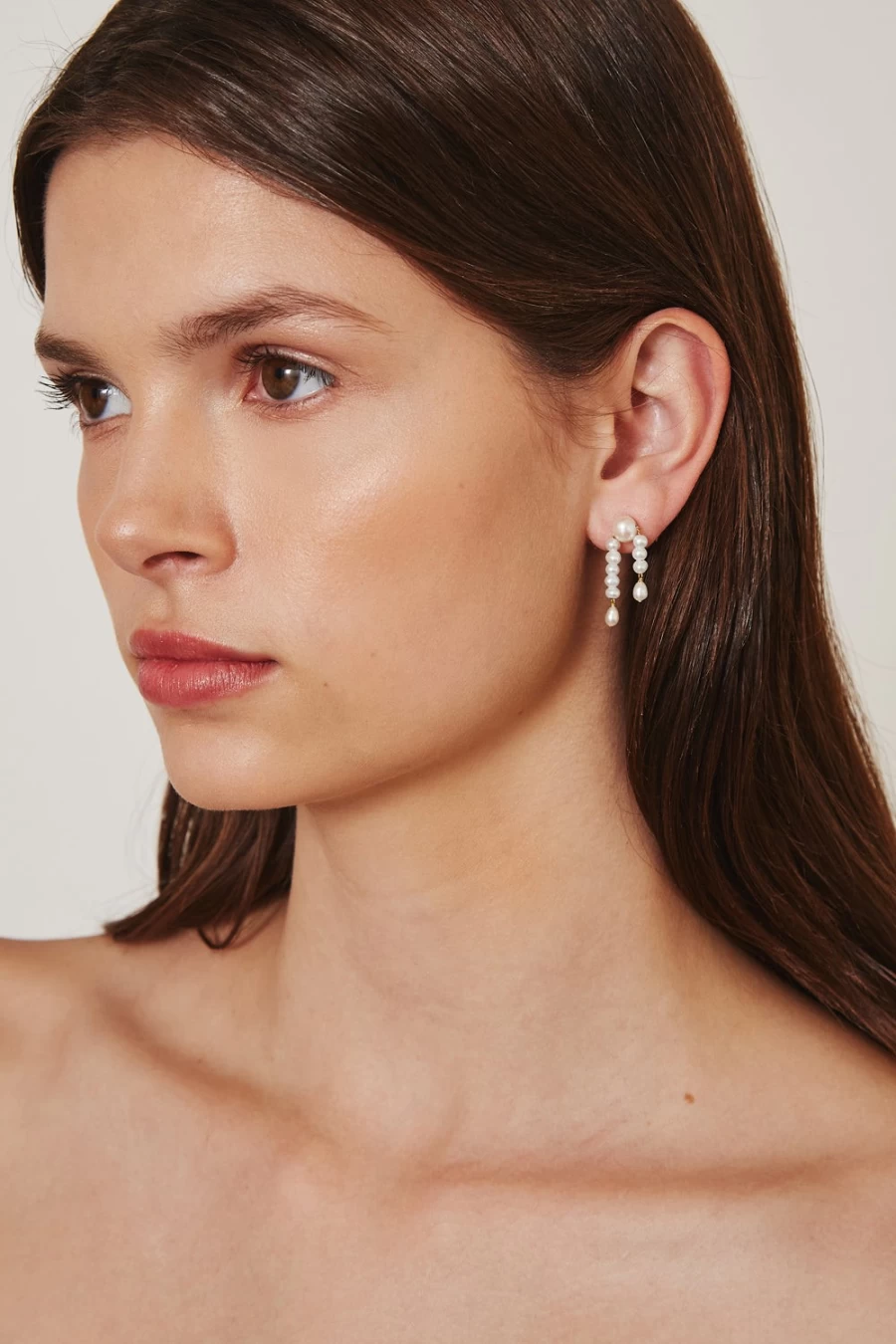 Chan Luu Petite White Pearl Drop Earrings for Women - Elegant Waterfall Design