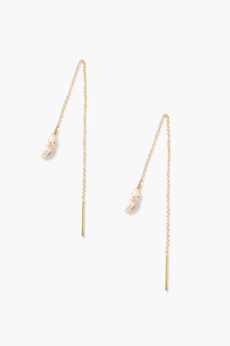 Chan Luu Women's Pink Keshi Pearl Threader Earrings – Boho Chic Dangle Earrings for Women