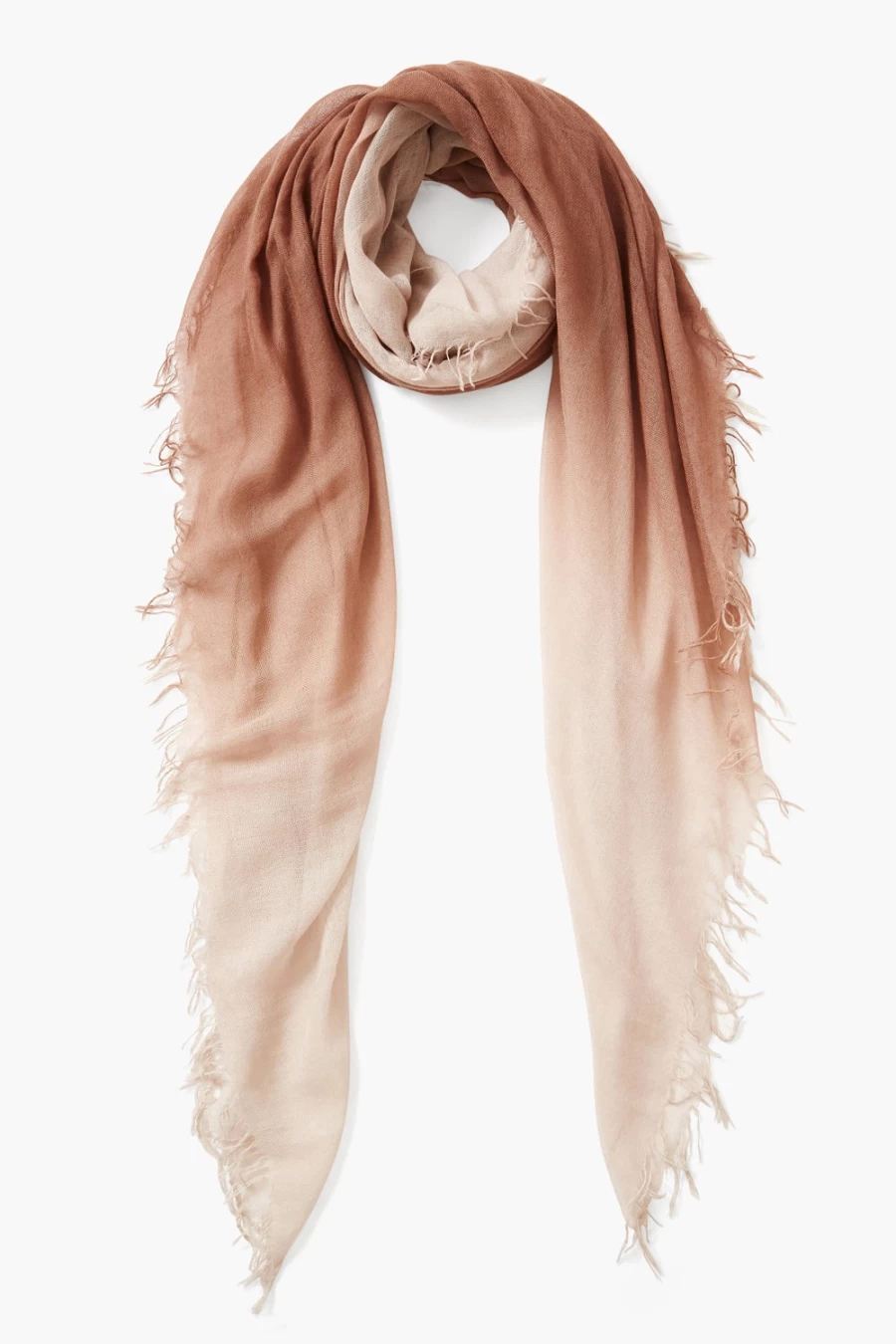 "Chan Luu Women's Cognac Dip-Dyed Cashmere Silk Scarf – Luxurious Blend Wrap"