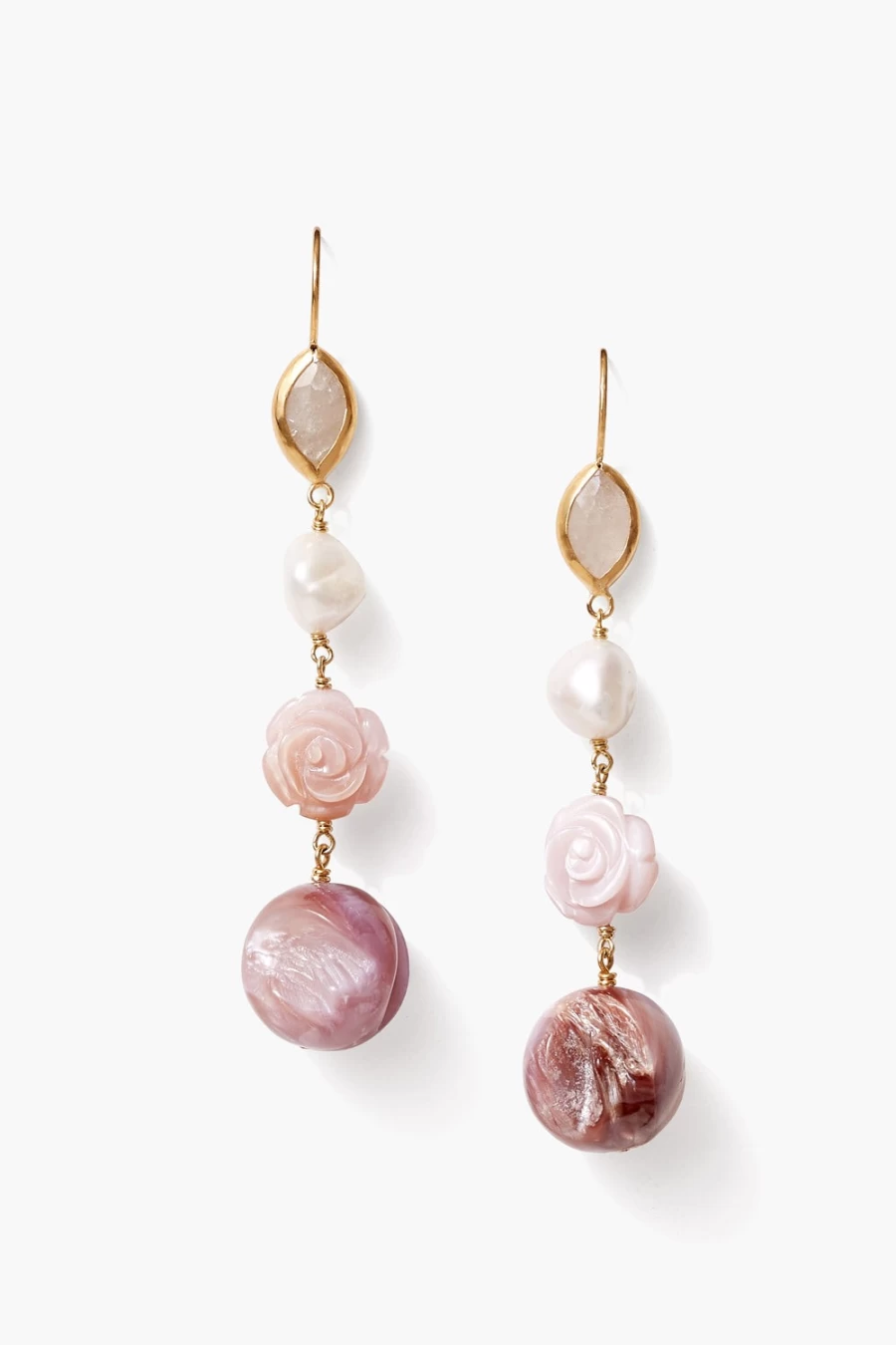 Chan Luu Women's Roseto Tiered Pink Earrings | Boho Chic Dangle Jewelry