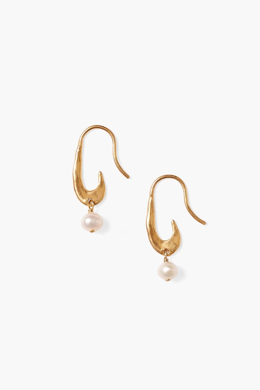 Chan Luu Gala Crescent Pearl Earrings for Women - Mini Gold Hoop Earrings with Pearl Accents