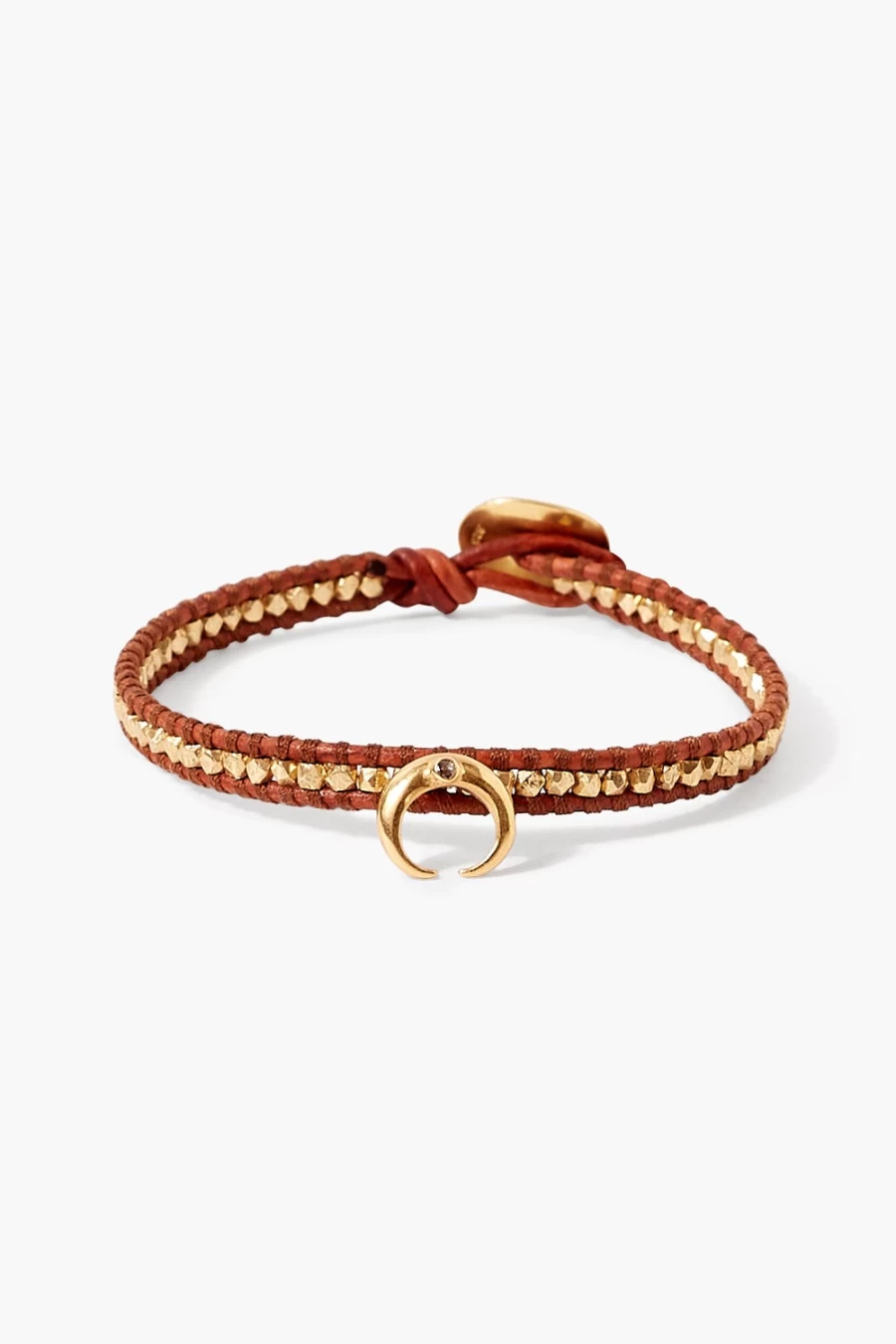 Chan Luu Women's Brown Diamond Bull Horn Single Wrap Leather Bracelet