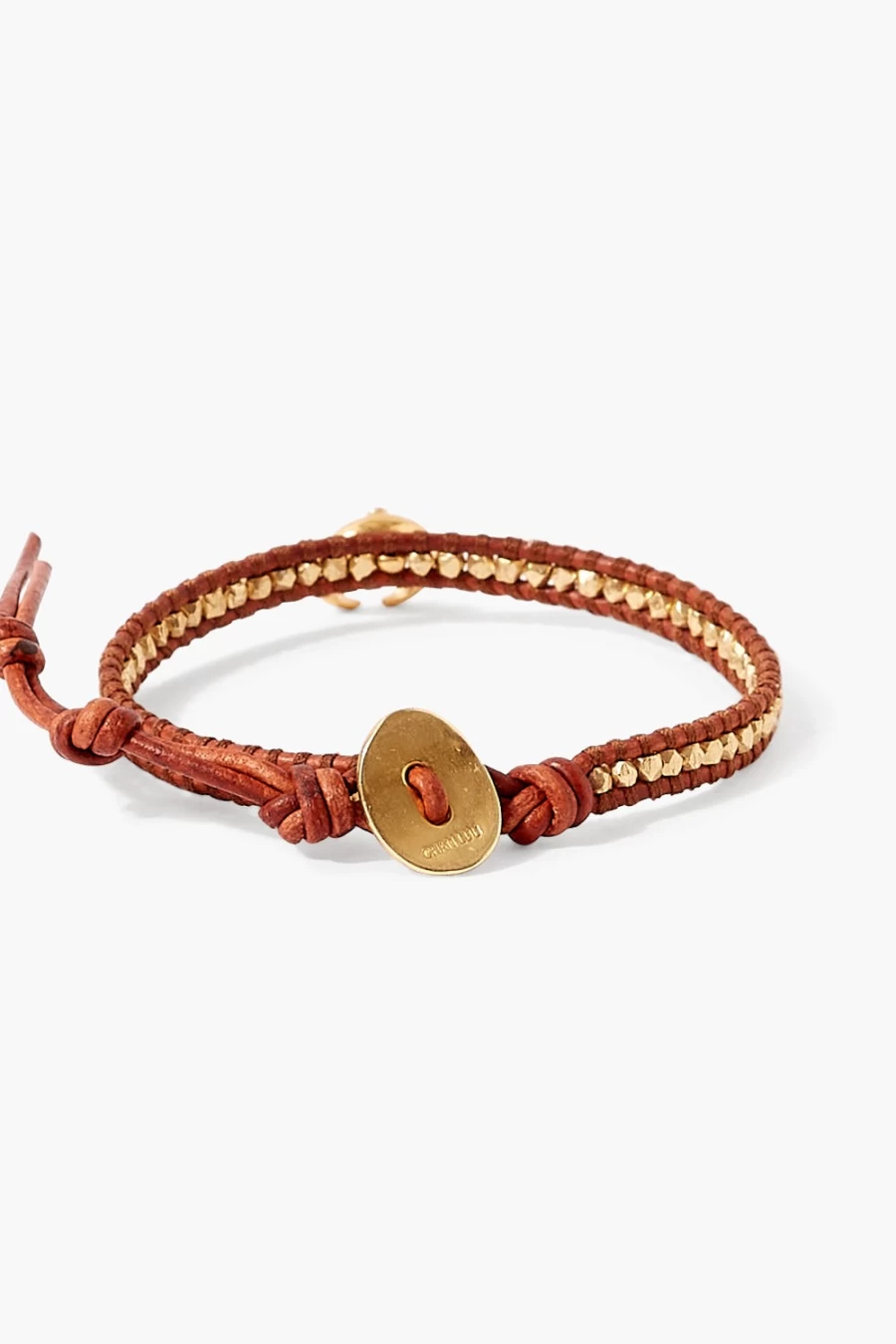 Chan Luu Women's Brown Diamond Bull Horn Single Wrap Leather Bracelet