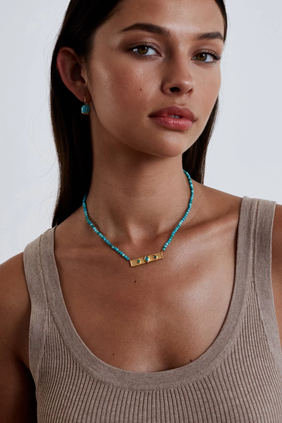 Chan Luu Women's Helena Bar Necklace with Turquoise Gemstone
