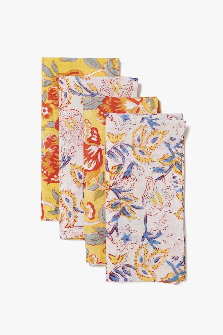 "Chan Luu Reversible Block Print Tangerine Napkin Set for Women"